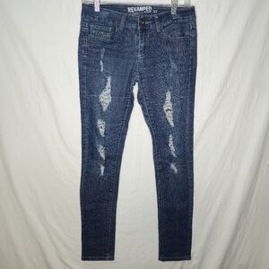 Revamped Ladies Distressed Denim Blue Jeans Size W30 L29